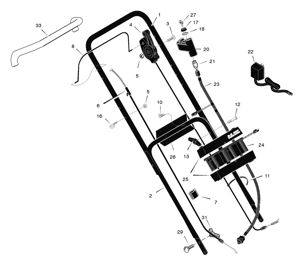 Handle Assembly Diagram and Parts List for 229650X48B 2004 Briggs and Stratton Lawn Mower